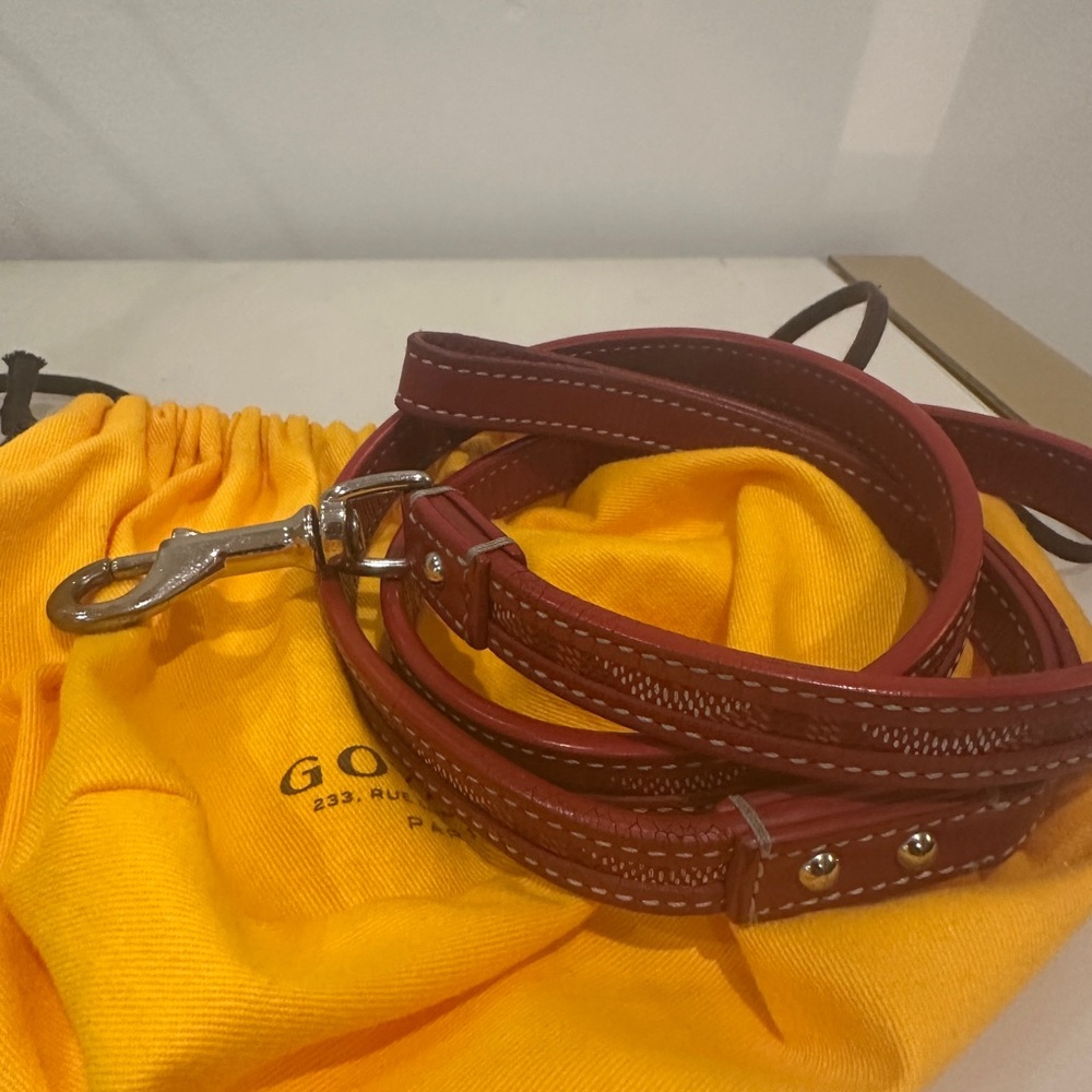 Goyard Red Leather Dog Leash